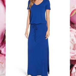 Caslon Navy Blue Drawstring Jersey Maxi Dress